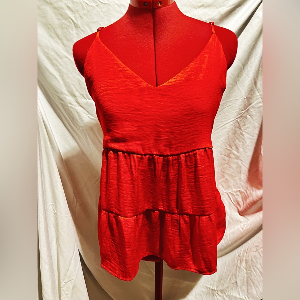 Women’s Boutique Strappy Red Ruffle Tank